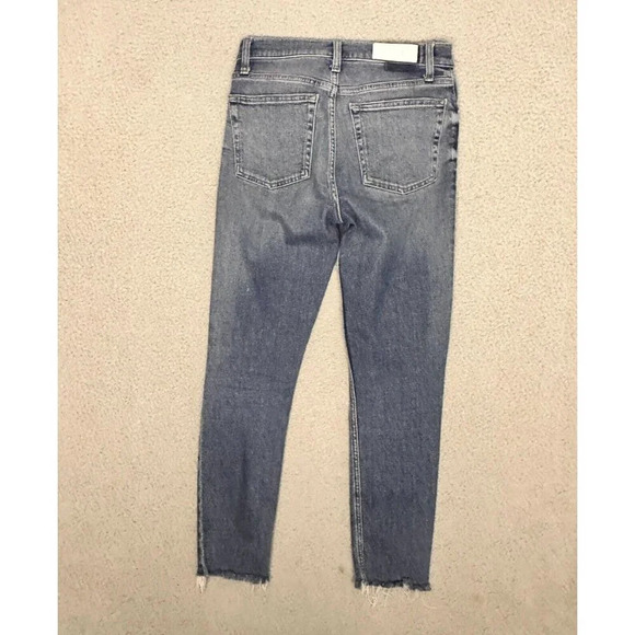 Re/Done Jeans 90s High Rise Ankle Crop Button Fly Raw Hems - Picture 3 of 11